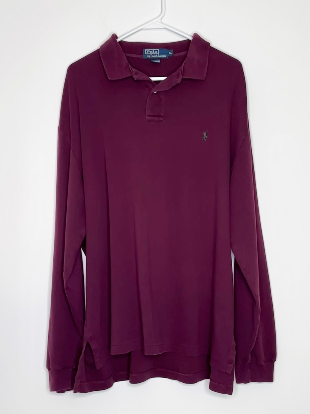 Polo Ralph Lauren Long Sleeve Burgundy Maroon 100% Cotton Shirt Preppy XL